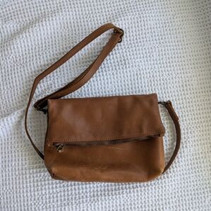 ABLE Tan Leather Shoulder Bag